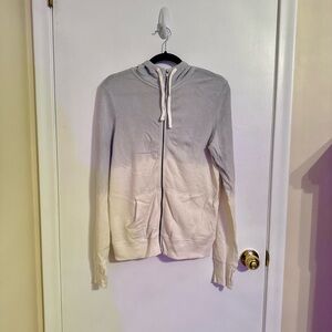 So The Lounge Life Grey & White Cozy Ombré Full Zip Hoodie M